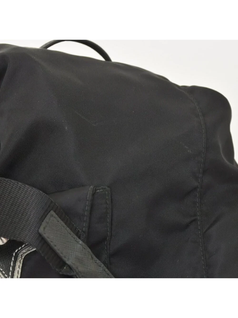 Prada Tessuto Nylon Robot Backpack Saffiano Leather Studs Metal Black